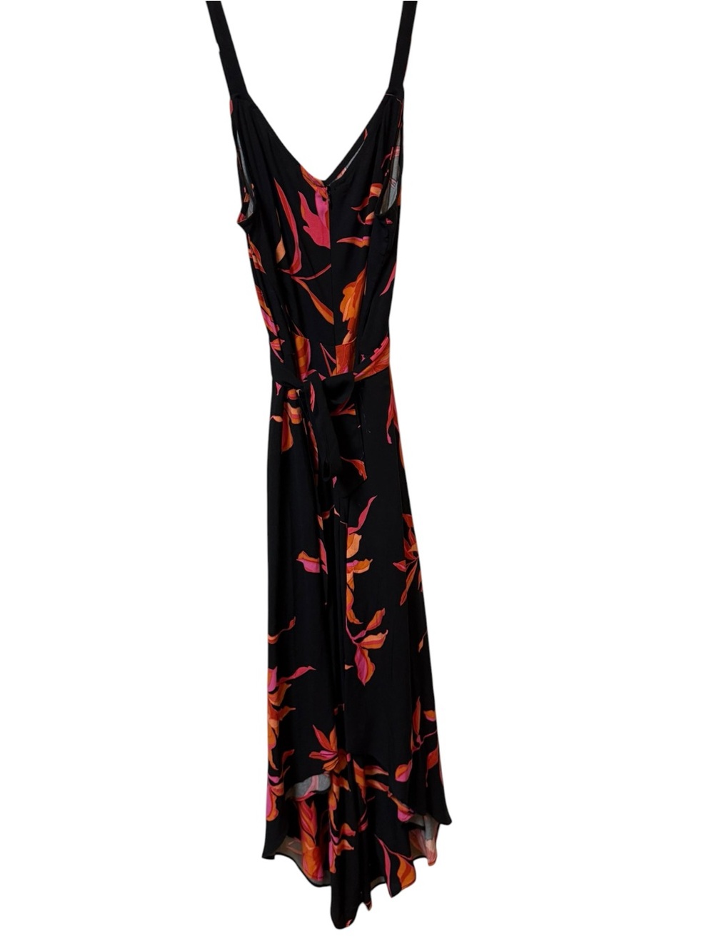 Black Floral Maxi Jumpsuit Pink & Orange Print Medium - Picture 4 of 5